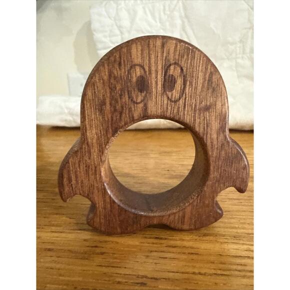 Vtg Handcrafted Wood Animal Napkin Rings 6 Pc Set Bunny Owl Bird Cute Whimsical - Picture 4 of 8